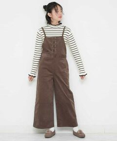 a.v.v / アー・ヴェ・ヴェ サロペット・オールインワン | [140-150]レースアップデザインコーデュロイサロペット