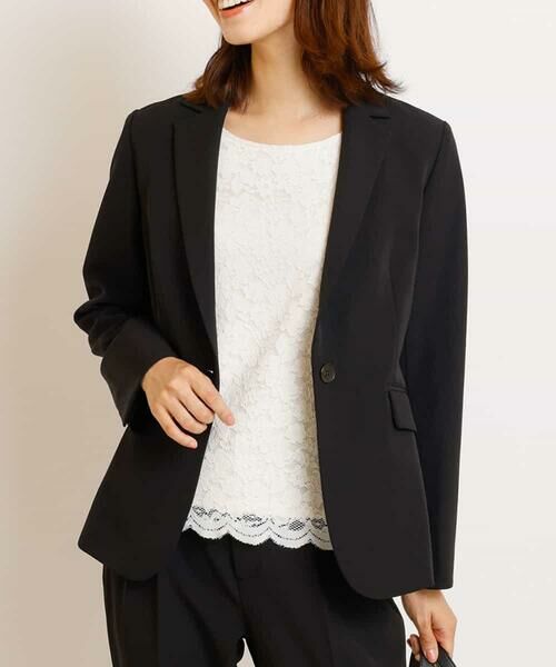 a.v.v / アー・ヴェ・ヴェ テーラードジャケット | 【洗える/セットアップ対応】ダブルクロステーラードジャケット(ブラック)