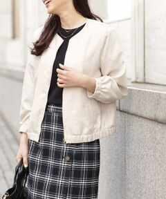 a.v.v / アー・ヴェ・ヴェ ノーカラージャケット | 麻調ノーカラーブルゾン