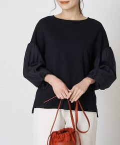 a.v.v / アー・ヴェ・ヴェ カットソー | 異素材ドッキングパフスリーブトップス