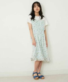 [140-150]花柄シフォンドッキングワンピース