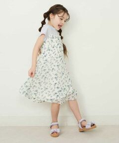 [140-150]花柄シフォンドッキングワンピース