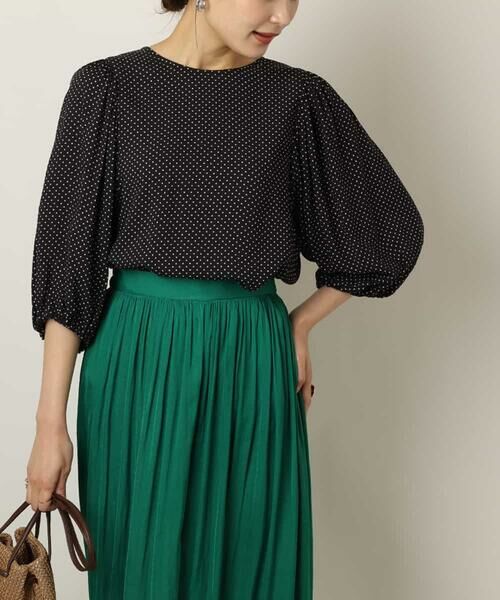 a.v.v / アー・ヴェ・ヴェ シャツ・ブラウス | ドットプリントブラウス(ブラック)