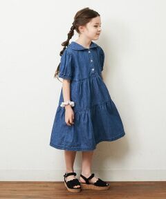 a.v.v / アー・ヴェ・ヴェ ロング・マキシ丈ワンピース | [100-130]セーラーティアードデニムワンピース