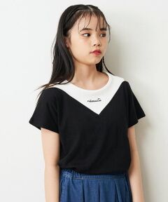 [100-130]オフショルダーロゴTシャツ