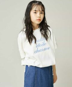 [150-160]サイドリボンロゴ刺繍Tシャツ