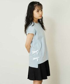 [140-150]【毛玉になりにくい】サイドリボン半袖Tシャツ