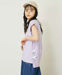 [140-150]【毛玉になりにくい】サイドリボン半袖Tシャツ