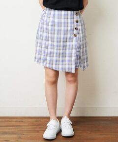 a.v.v / アー・ヴェ・ヴェ ショート・ハーフ・半端丈パンツ | [100-130]【セットアップ対応】チェック柄アシメフロントスカパン