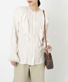 a.v.v / アー・ヴェ・ヴェ シャツ・ブラウス | レースフリルショルダーサテンブラウス