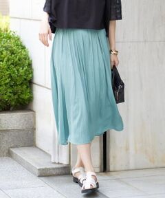 a.v.v / アー・ヴェ・ヴェ ミニ・ひざ丈スカート | 【イージーケア】サテンギャザーフレアスカート