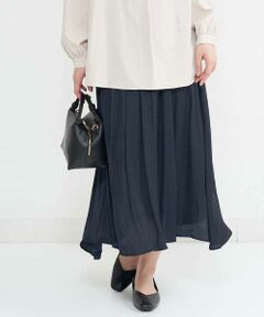 a.v.v / アー・ヴェ・ヴェ ミニ・ひざ丈スカート | 【イージーケア】サテンギャザーフレアスカート