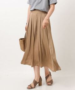 a.v.v / アー・ヴェ・ヴェ ミニ・ひざ丈スカート | 【イージーケア】サテンギャザーフレアスカート