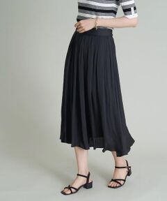 a.v.v / アー・ヴェ・ヴェ ミニ・ひざ丈スカート | 【イージーケア】サテンギャザーフレアスカート