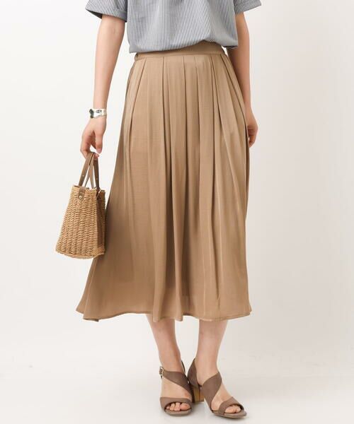 a.v.v / アー・ヴェ・ヴェ ミニ・ひざ丈スカート | 【イージーケア】サテンギャザーフレアスカート | 詳細21