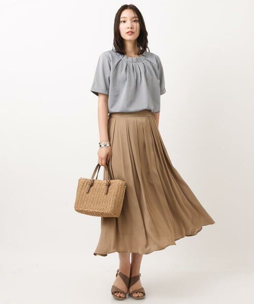 a.v.v / アー・ヴェ・ヴェ ミニ・ひざ丈スカート | 【イージーケア】サテンギャザーフレアスカート | 詳細23
