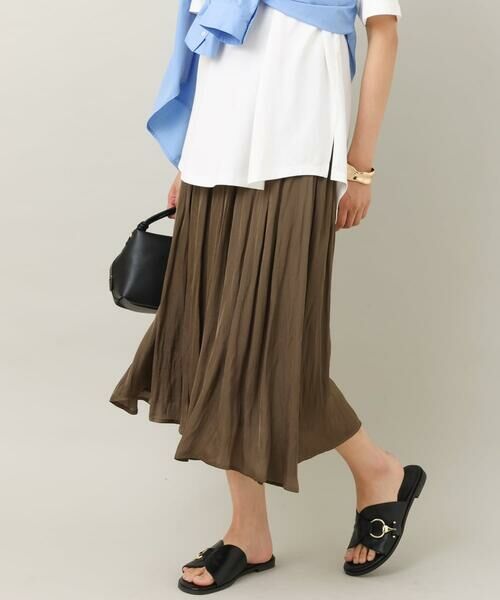 a.v.v / アー・ヴェ・ヴェ ミニ・ひざ丈スカート | 【イージーケア】サテンギャザーフレアスカート | 詳細3
