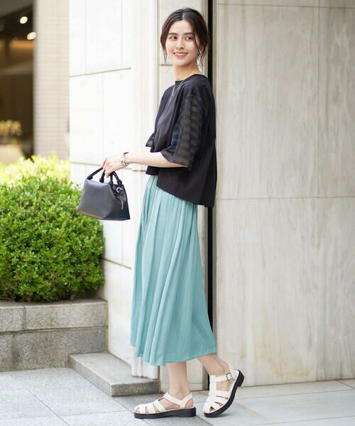 a.v.v / アー・ヴェ・ヴェ ミニ・ひざ丈スカート | 【イージーケア】サテンギャザーフレアスカート | 詳細5