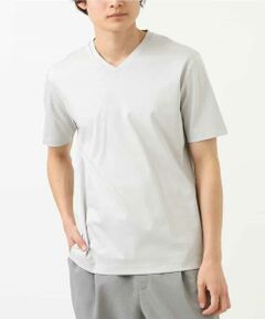 【接触冷感/S-XXL】シルケットスムースVネックTシャツ