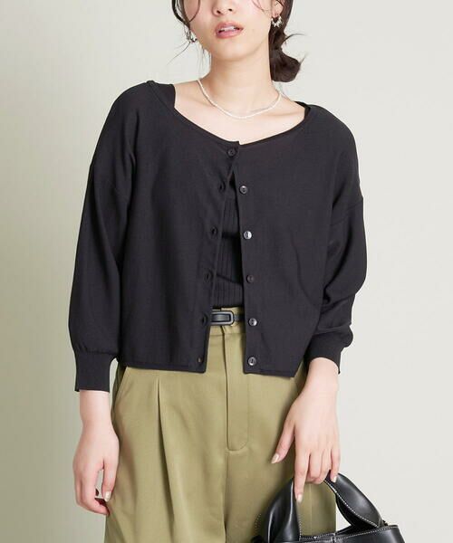 a.v.v / アー・ヴェ・ヴェ ニット・セーター | 【2SET】ショート丈レイヤードアンサンブルニット(ブラック)