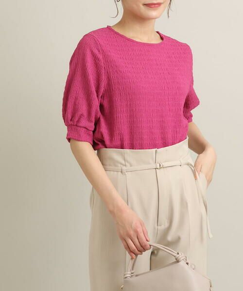 a.v.v / アー・ヴェ・ヴェ カットソー | シャーリングタックスリーブトップス（ピンク）