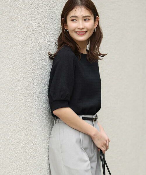 a.v.v / アー・ヴェ・ヴェ カットソー | シャーリングタックスリーブトップス（ブラック）