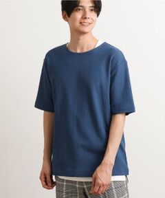 【S-XXL/2SET】ハニカムダブルフェイスカットソー（タンクトップ付）