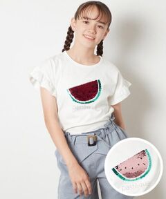 [140-150]袖フリルスパンコールＴシャツ