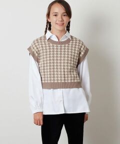 a.v.v / アー・ヴェ・ヴェ ベスト | [160]【2点セット】ショート丈ニットベスト＆ブラウス