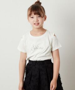 [100-130]ラインストーンロゴオフショルＴシャツ