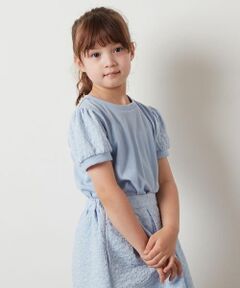 [140-150]【セットアップ対応】パフスリーブ異素材Ｔシャツ