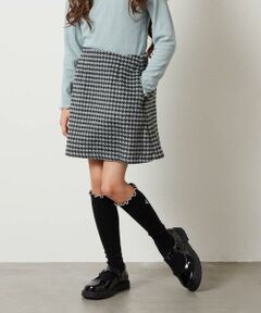 [120-130]【セットアップ対応】シャギーチェック台形スカート