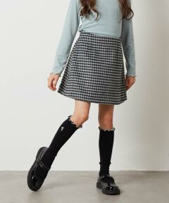[140-150]【セットアップ対応】シャギーチェック台形スカート