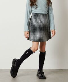 [160]【セットアップ対応】シャギーチェック台形スカート
