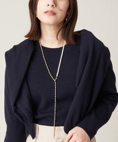 ボールチェーン×パール調マルチネックレス