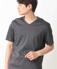 【定番アイテム】ハイクオリティーコットンシルケットＶネックＴシャツ