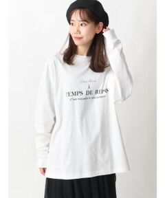 PARISロゴプリントセミワイドロングTシャツ