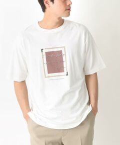 【接触冷感】スクエアプリントセミワイドシルエットTシャツ