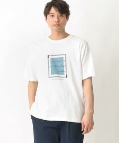 【接触冷感】スクエアプリントセミワイドシルエットTシャツ