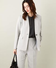 a.v.v 【美品】 Lサイズ グレー ノーカラー  ジャケット ワイドパンツ ノーカラーツイードジャケット(ノーカラージャケット) | a.v.v