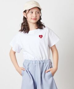 [100-130]ハートワッペン半袖Tシャツ