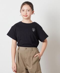 [100-130]ハートワッペン半袖Tシャツ