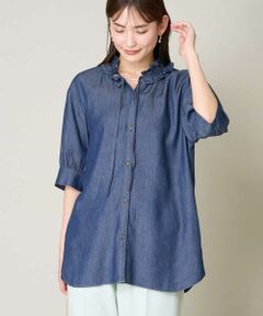 a.v.v / アー・ヴェ・ヴェ シャツ・ブラウス | フリルネックデニムブラウス