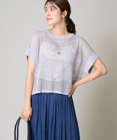 ◆春の人気商品が夏バージョンになって登場！◆<br> <br> 【デザイン】<br> ・春のラメメッシュクロップドニットプルオーバーの半袖版<br> ・袖口のリブを長めにしたデザインが大人きれいめカジュアルスタイルにぴったり<br> ・光沢感のあるラメが織り込まれた華やかなアイテム<br> ・タンクやキャミ合わせでこれからの暑い季節におすすめな1枚<br> ・一枚で着映えるので夏のスタイリングのアクセントに<br> ・短すぎないクロップド丈でボトムを選びません <br><br> 【素材】<br> ・ラメが編み込まれた華やかな生地<br> ・さらっとした春夏らしい素材感 <br><br> 【コーディネート】<br> タンクやキャミ合わせでこれからの暑い季節におすすめな1枚。<br> 短すぎないクロップド丈でパンツもスカートも合わせやすいです。<br> キャミワンピースの上から合わせても〇<br><br> 【同素材シリーズ】<br> ◆ニットラメメッシュクロップドニット：K2FEV05054<br> <br><br>--------------------<br><br> 透け感：あり<br> 裏地：なし<br> 伸縮性：あり<br> 光沢感：あり<br> 生地の厚さ：ふつう <br> <br> --------------------<br> <br> ≪お気に入り登録機能の使い方≫<br> <br> ■商品のお気に入り登録（ハートマークをクリック）<br> 再入荷通知や値下げ等、お得なご案内を受けることができます。<br> <br> --------------------<br> <br> ※商品画像は、光の当たり具合やパソコンなどの閲覧環境により<br> 実際の色味と異なって見える場合がございます。<br> 商品の色味の目安は商品単体の画像をご参照ください。<br> <br> ※34(XSサイズ)・42(XLサイズ)はWEB・一部限定店舗での販売です。