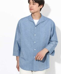 a.v.v / アー・ヴェ・ヴェ シャツ・ブラウス | 【さらさらタッチ】リネン混スタンドカラーシャツ 8分袖（さらリネシリーズ）