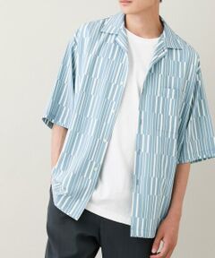 a.v.v / アー・ヴェ・ヴェ シャツ・ブラウス | 【イージーケア】幾何学ストライププリントオープンカラーシャツ