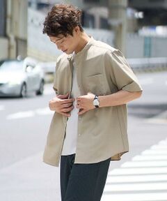 a.v.v / アー・ヴェ・ヴェ シャツ・ブラウス | 【接触冷感】バンドカラーシャツ 5分袖（セットアップ可）リライトシリーズ3