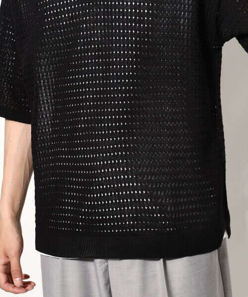 a.v.v / アー・ヴェ・ヴェ ニット・セーター | 【洗濯機で洗える】メッシュ編みワイドシルエットニットポロ ５分袖 | 詳細11