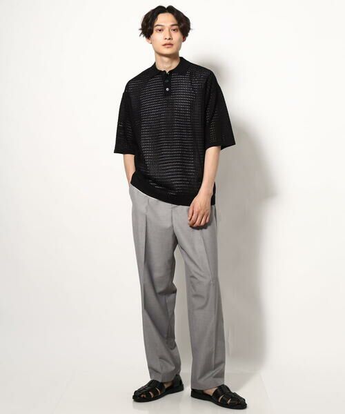 a.v.v / アー・ヴェ・ヴェ ニット・セーター | 【洗濯機で洗える】メッシュ編みワイドシルエットニットポロ ５分袖 | 詳細2