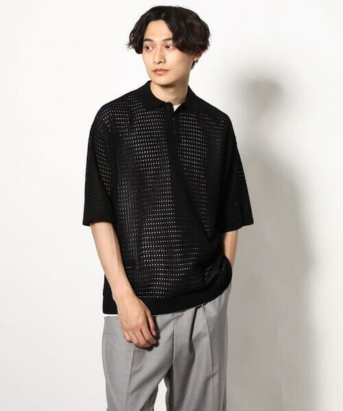 a.v.v / アー・ヴェ・ヴェ ニット・セーター | 【洗濯機で洗える】メッシュ編みワイドシルエットニットポロ ５分袖 | 詳細5